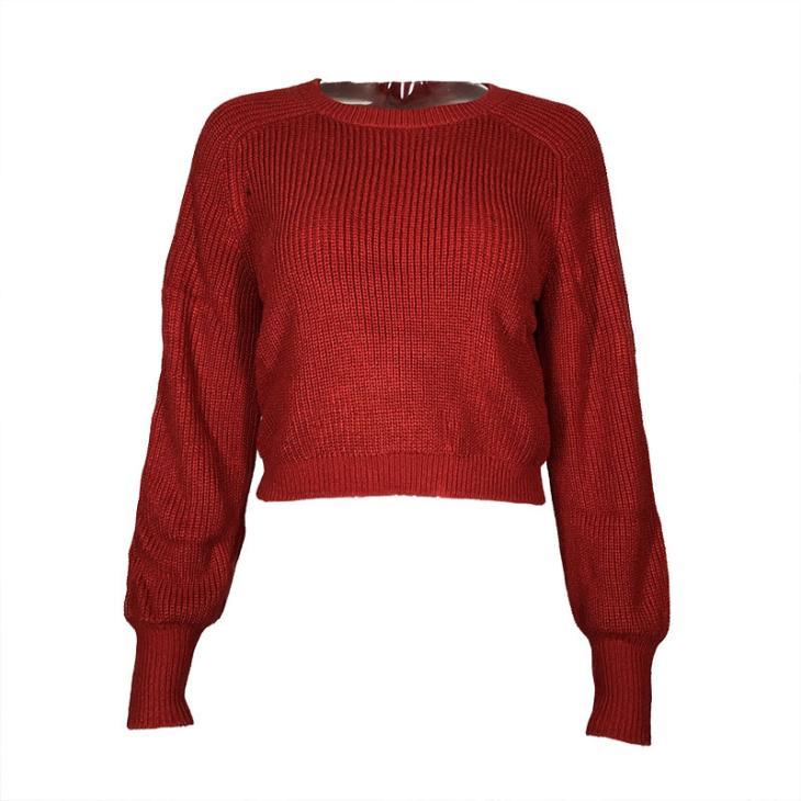 Womens Knitwear, Cardigans & Sweaters | Rib Crop Crew Neck Sweater Clothing delphi blue