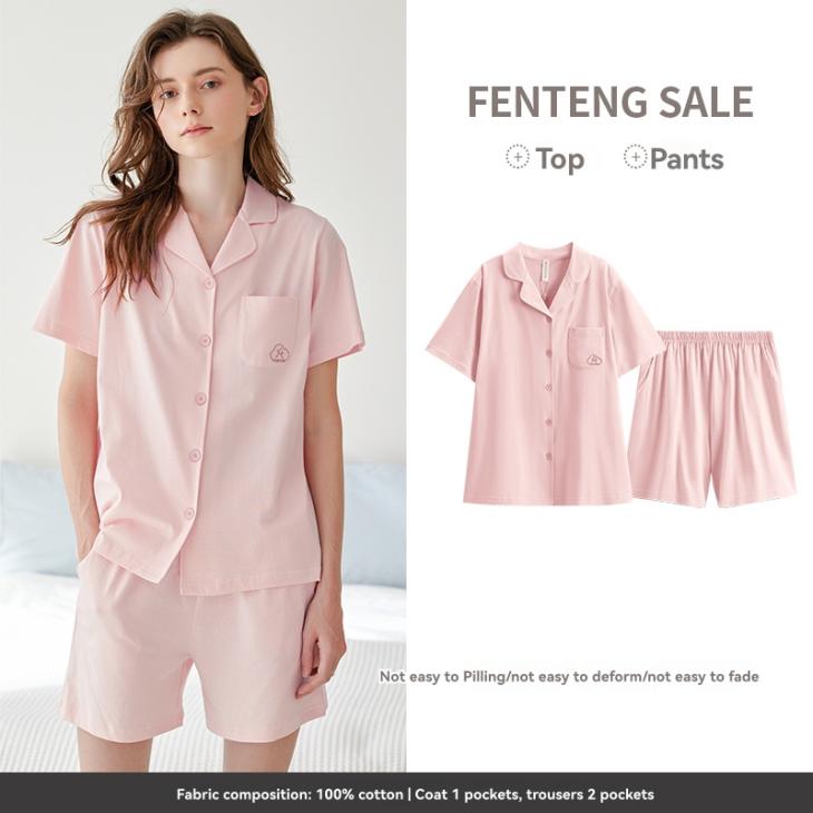 Womens Sleepwear | Flannel Short Sleeve Shirt And Short Sleep Set Clothing pink pinstripe