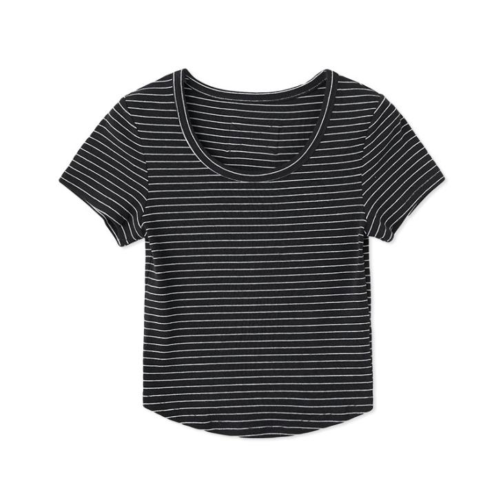 Womens T‑Shirts, Tops | Emily Double Scoop Short Sleeve Clothing black