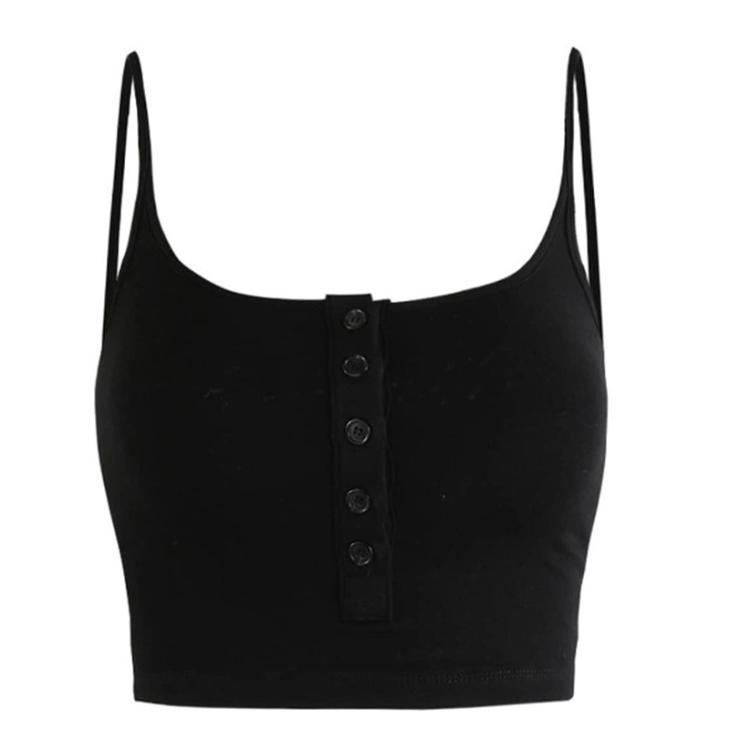 Womens T‑Shirts, Tops | Kelsey Button Front Henley Tank Clothing black